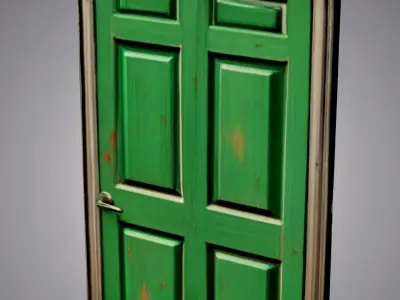 Green door for design 3D model
