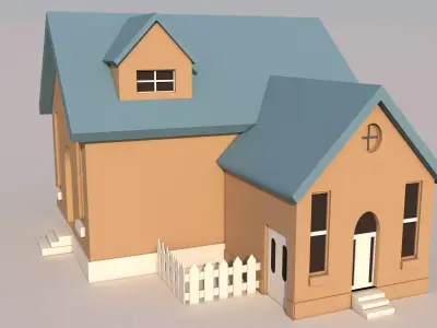 Cartoon House 3D model 7