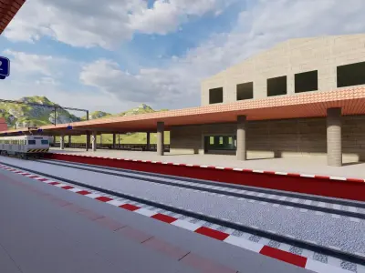 Train Station 3D Model-Realistic Train Station Scene 3D model