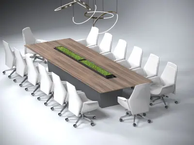MODERN MEETING TABLE WITH LIGHT 3D model