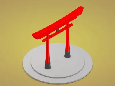 Japanese Torii Gate Low-poly 3D model