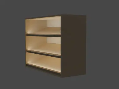 Cupboard wooden shelf with lights Free 3D model