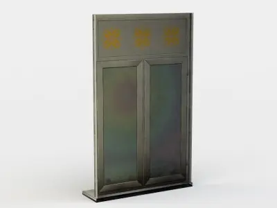 Window metal door with flowers Low-poly 3D model