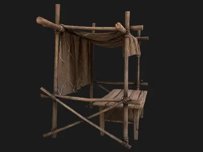 Market Stalls Brown Tent Brown  Low-poly 3D model