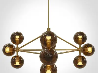 Modo Chandelier 3 Sided 10 Globes Free 3D model