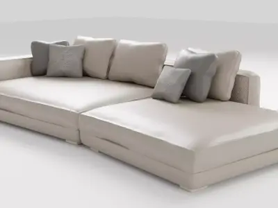 Stylish leather sofa in light colors 3D model