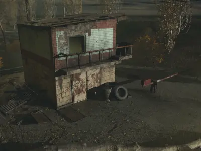 Old USSR building of Automobile Inspection Low-poly 3D model