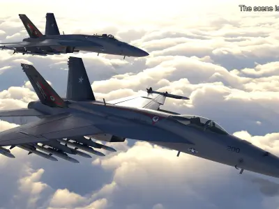  Fighter FA 18E Tophatters Rigged for Cinema 4D 