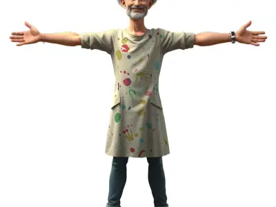 Colorful Scientist Character model pack Low-poly 3D model