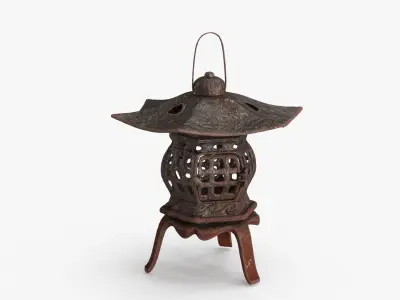 Japanese Antique Metal Lantern Low-poly 3D model