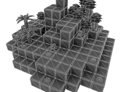 Cube World Level Building Set - Low Poly Hand Painted Low-poly 3D model
