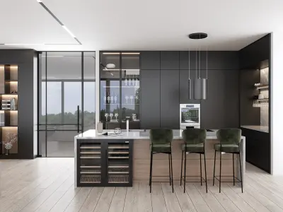 Detailed Modern House Villa Interior Scene 3D model