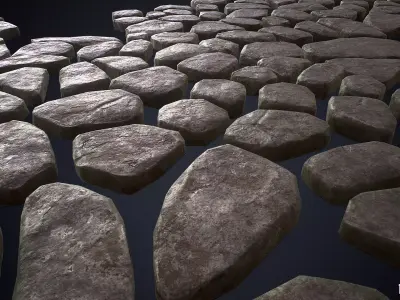 Chunky Cobble Stone Path Road And Flooring Slabs Low-poly 3D model
