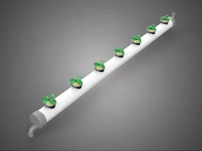 NFT HYDROPONIC PVC TUBE GROWING CHANNEL ROW MODULE NETPOT NETCUP 3D model