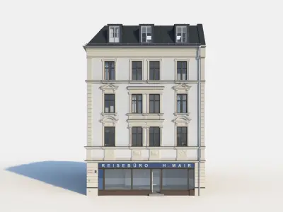 Residential City Building - Corner - 09 - Shopfront and Stucco 3D model