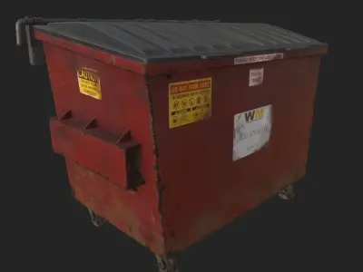 PBR Dumpster mid poly weathered VR and Game model Low-poly 3D model