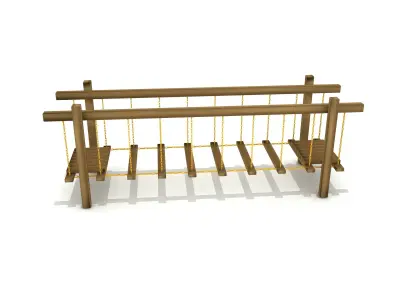  Kids Game Play Equipment 012 Wood Chain Bridge 3D model