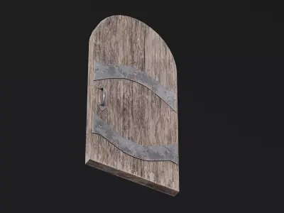 Medieval Door Arched 04 LowPoly Plus HP Low-poly 3D model