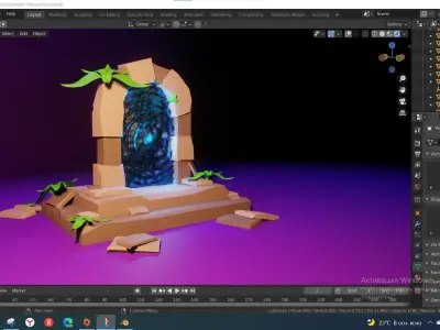 Low poly portal to the magic world Low-poly 3D model
