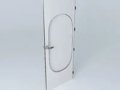 Wording 0 3D door very detail with glass lock and hinger Free 3D model