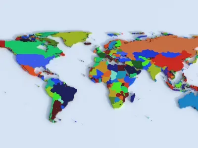World Map Low-poly 3D model