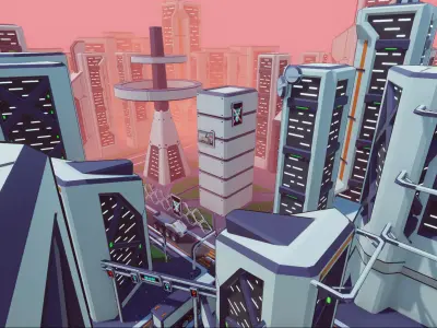 Future Mecha City Low-poly 3D model