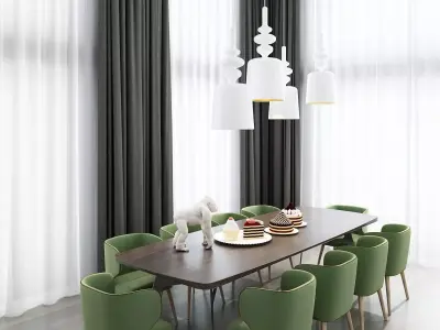 Nordic Green dining table and chair2014 3D model
