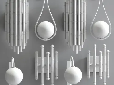 Four Wall Light Lamp Set 02 3D model