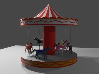 Carousel - Amusement Park - Carrossel Low-poly 3D model