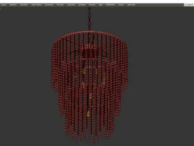 Crystal Wind Chimes Bronze Chandelier Low-poly 3D model