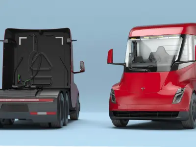  Tesla Semi Electric Truck Red Rigged 