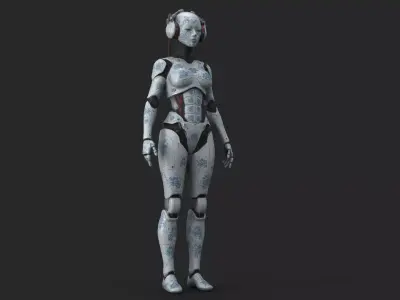 Futuristic Gheisa Animated Low-poly 3D model