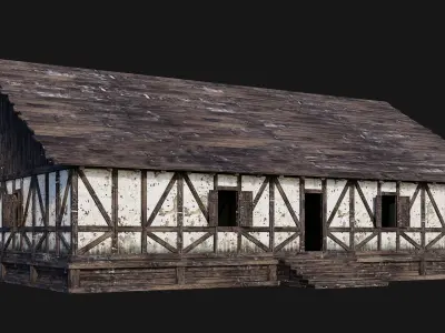 Old Medieval House Building 4K Textures GameReady 196 Low-poly 3D model