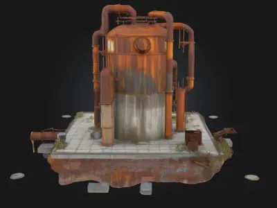 Rusty Industrial Tank  Weathered Giant of Forgotten Industry 3D model