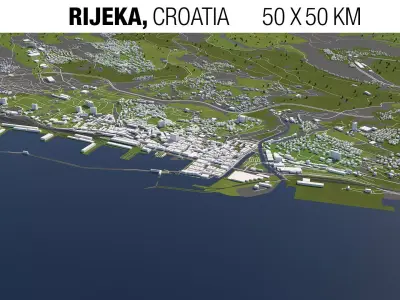 Rijeka Croatia 50x50km 3D model