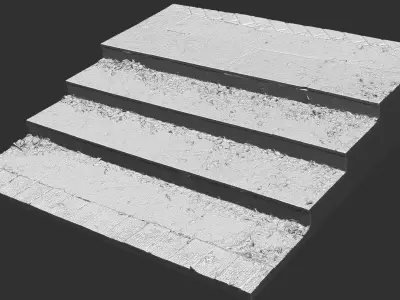 Steps with leaves in the park 3d scan 3D model