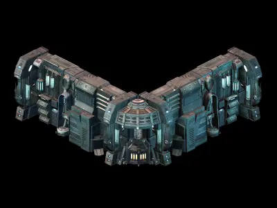 Sci Fi Building-connecting wall 08 3D model