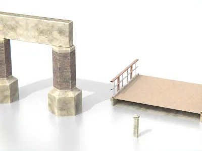 Concrete Bridge Low-poly 3D model