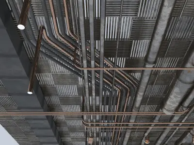 Pipes industrial ceiling 3D model