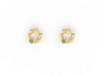 Birthflower Circle Stud Earring March 3D print model