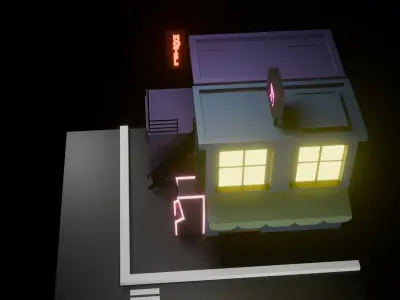 3d isometric scene Low-poly 3D model 3D model