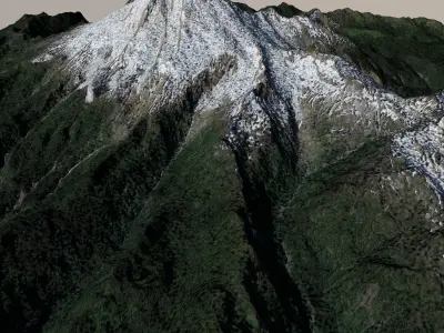 Relief map of Mount Baker Volcano  Washington 3D model