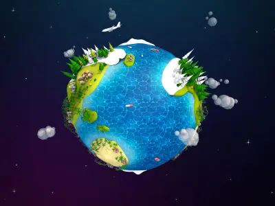 Cartoon Lowpoly Earth Planet 2 Low-poly 3D model