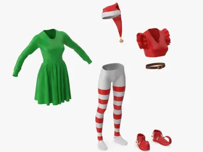  Christmas Elf Costume with Bells Female 