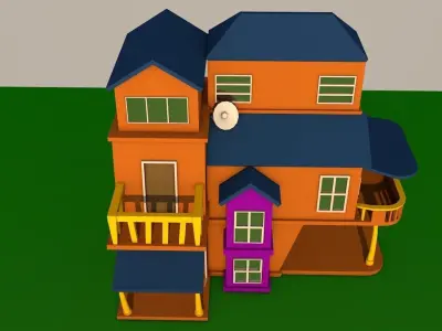 Cartoon house  Low-poly 3D model