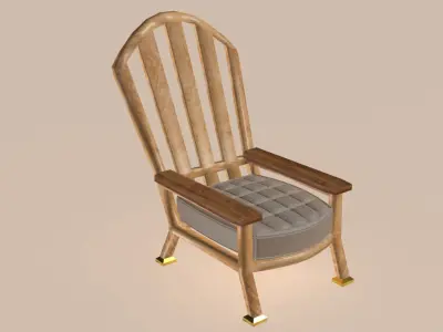 Modern wooden and cotton launch chair 3D model