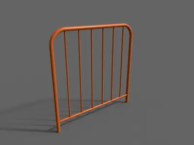 PBR Pedestrian Guard Rail Orange V2 Low-poly 3D model