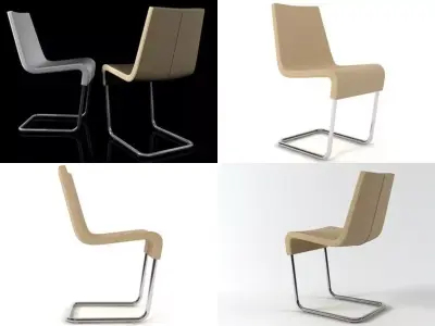 Skip four different chairs on metal frame 3D model