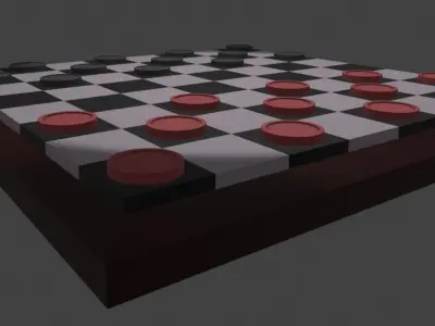 Checkers Board With Checkers Low-poly 3D model