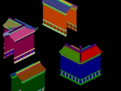 Game Building - the main city wall 01 3D model